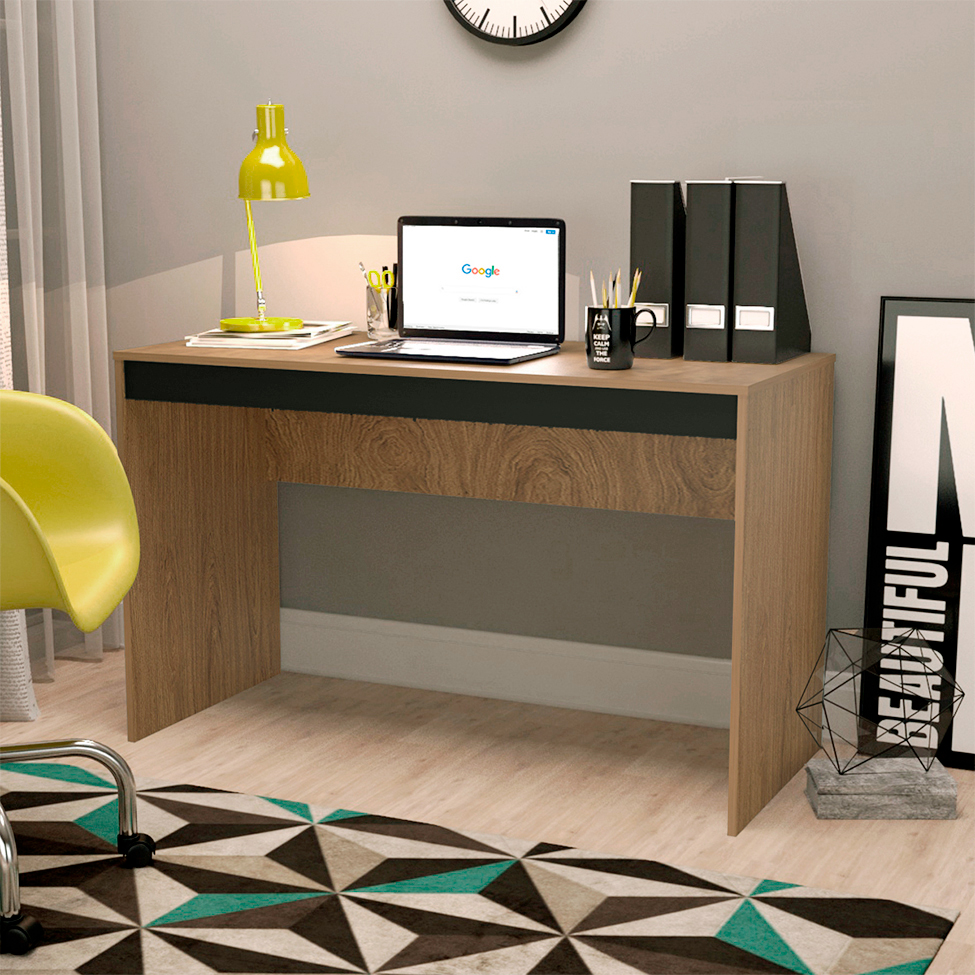 Conjunto de Mesa para Notebook Hype com Estante Bali 1 PT Mel e Preto