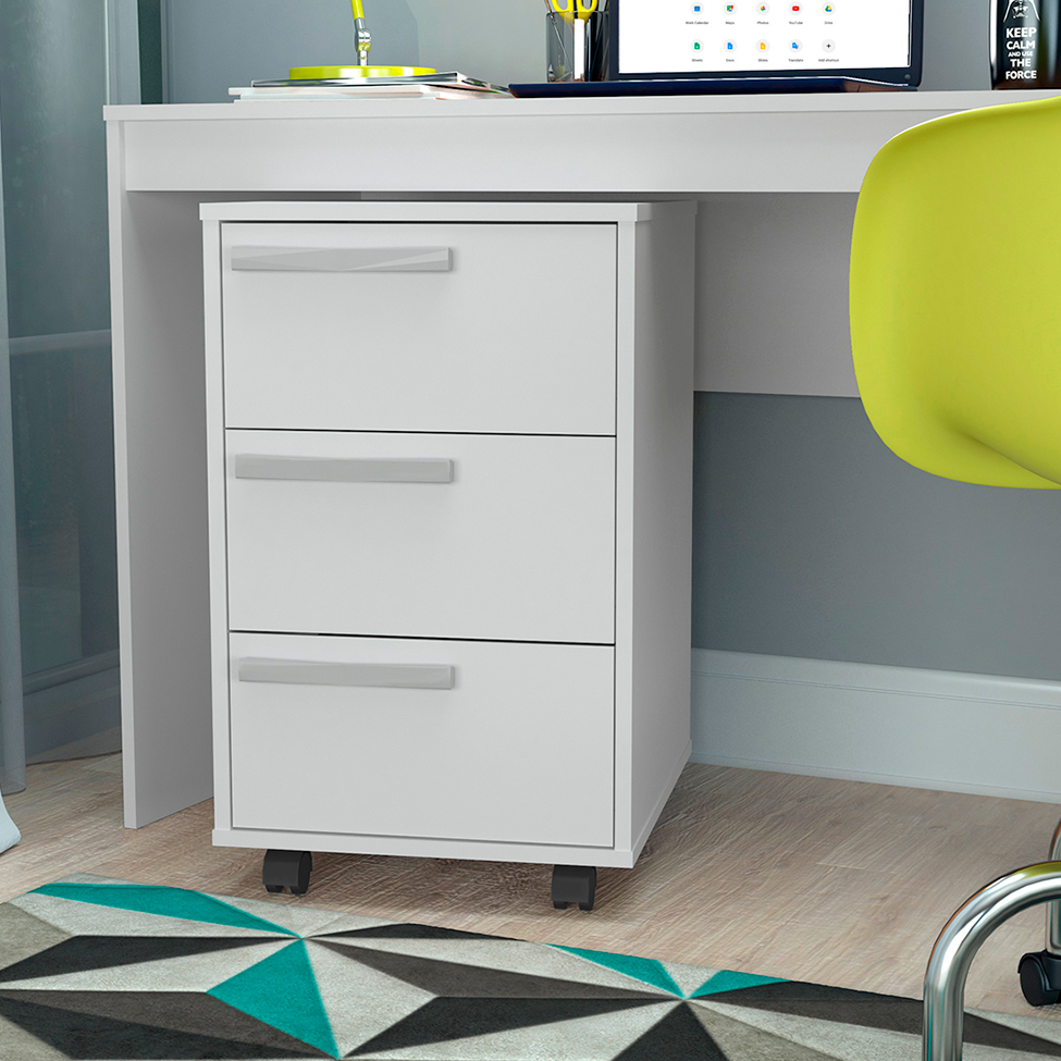 Conjunto de Mesa para Notebook Hype com Gaveteiro Cruze 3 GV Branco