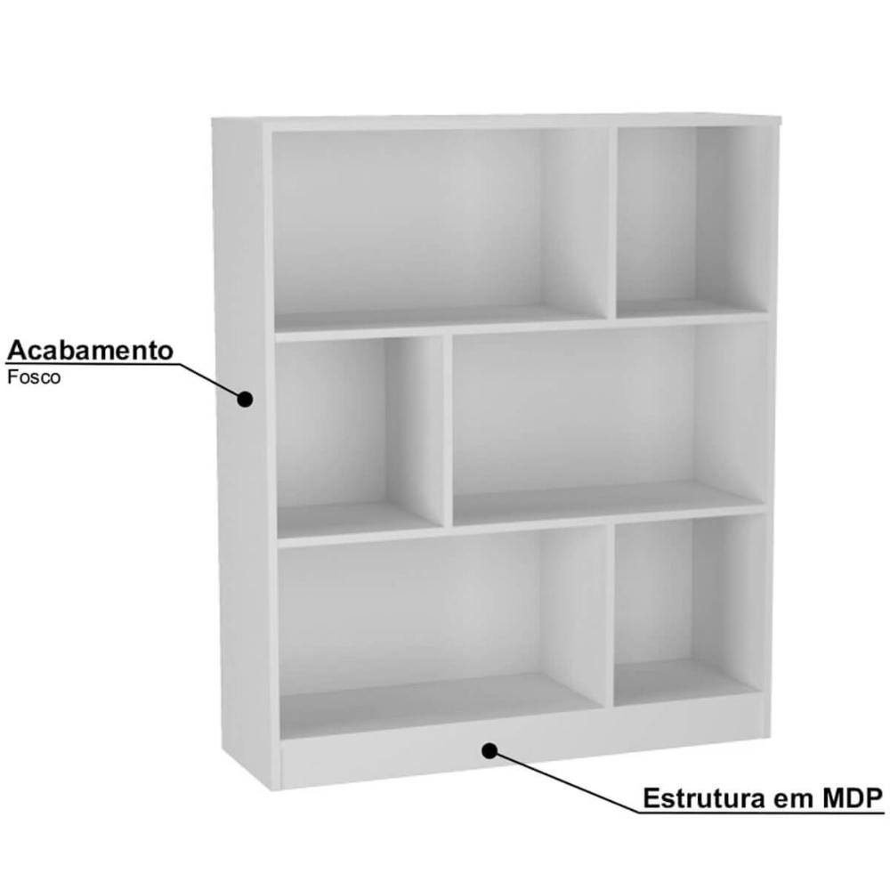 Conjunto para Escritório Mesa e Estante Nova Mobile Branco
