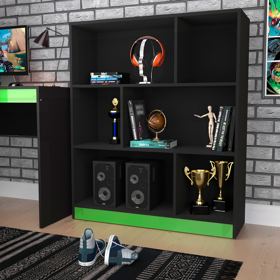 Estante Gamer Darci Preta e Verde