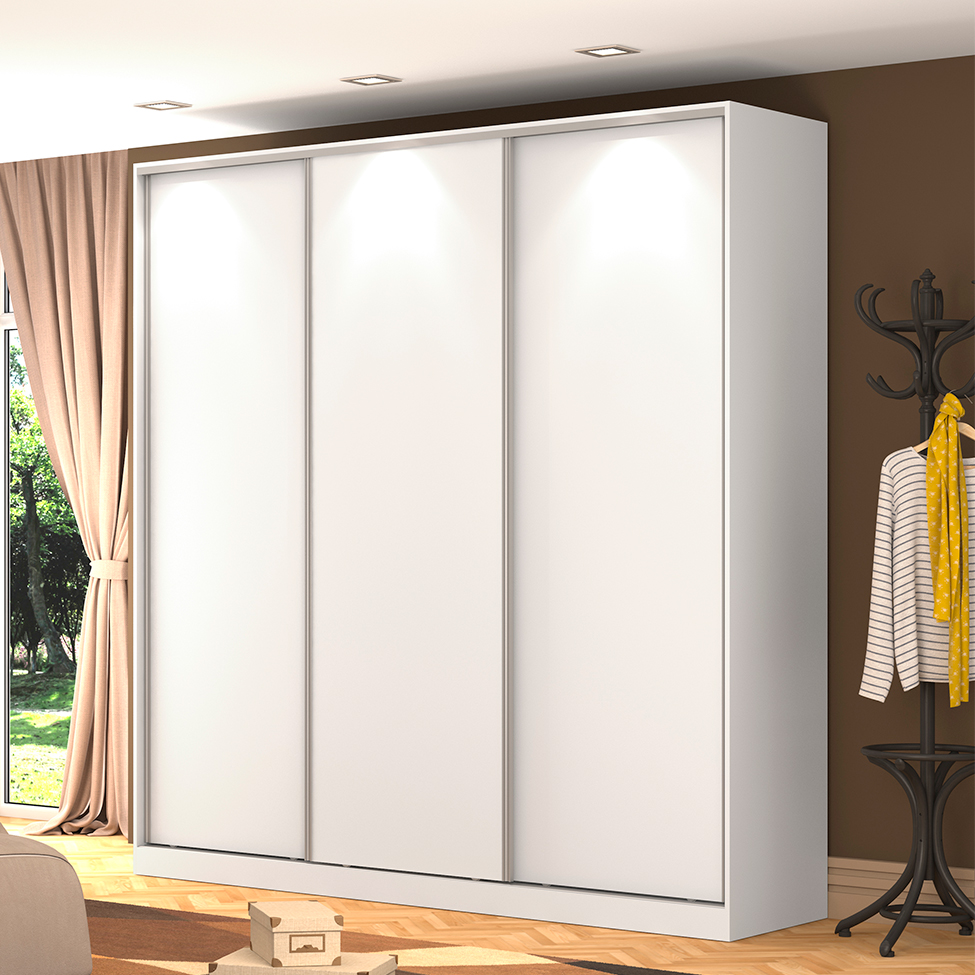 Guarda-Roupa Casal Tunas III 3 Portas 3 Gavetas Branco