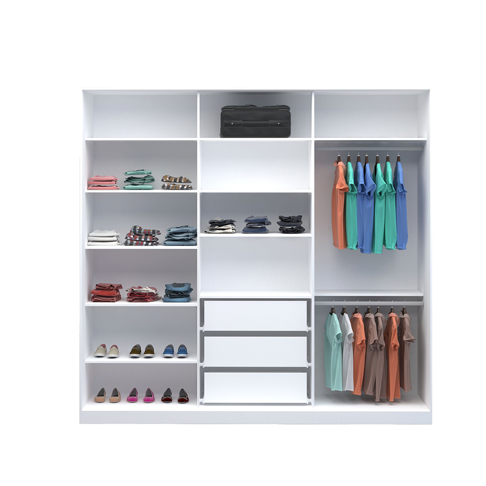 Guarda-Roupa Casal com Espelho Tunas I 3 Portas 3 Gavetas Branco
