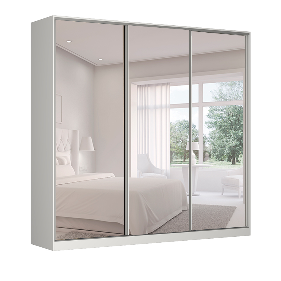 Guarda-Roupa Casal com Espelho Tunas II 3 Portas 3 Gavetas Branco