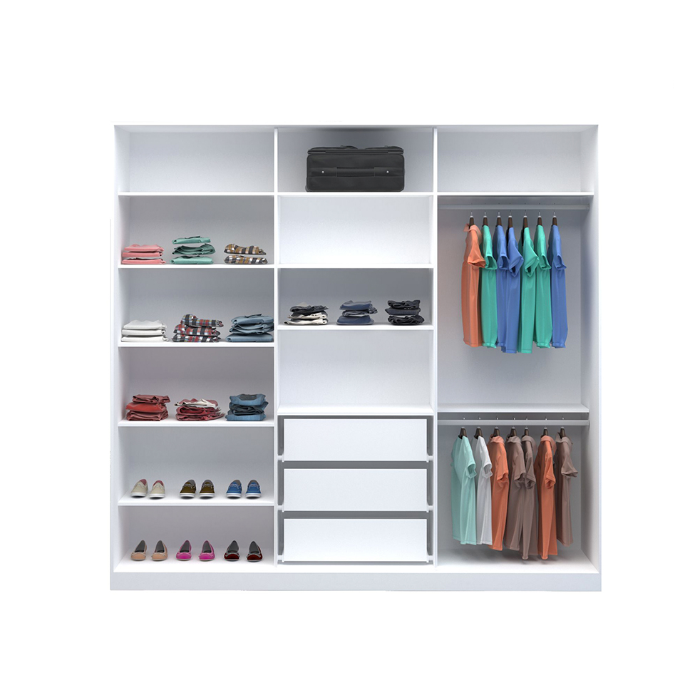 Guarda-Roupa Casal com Espelho Tunas V 3 Portas 3 Gavetas Branco