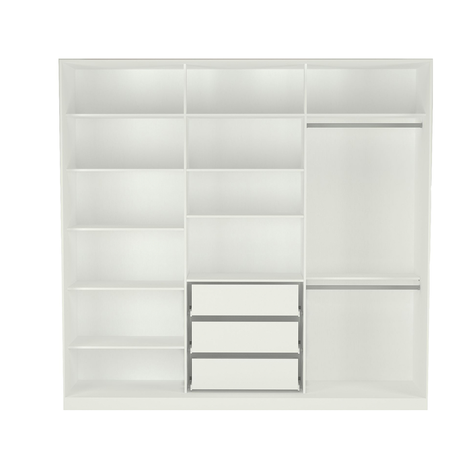 Guarda-Roupa Casal com Espelho Tunas VI 3 Portas 3 Gavetas Branco