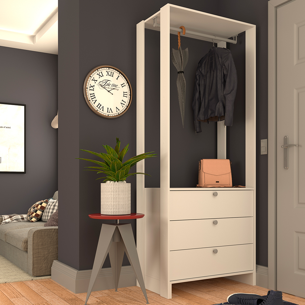 Guarda-Roupa Closet Modulado Yes 3 Gavetas Branco
