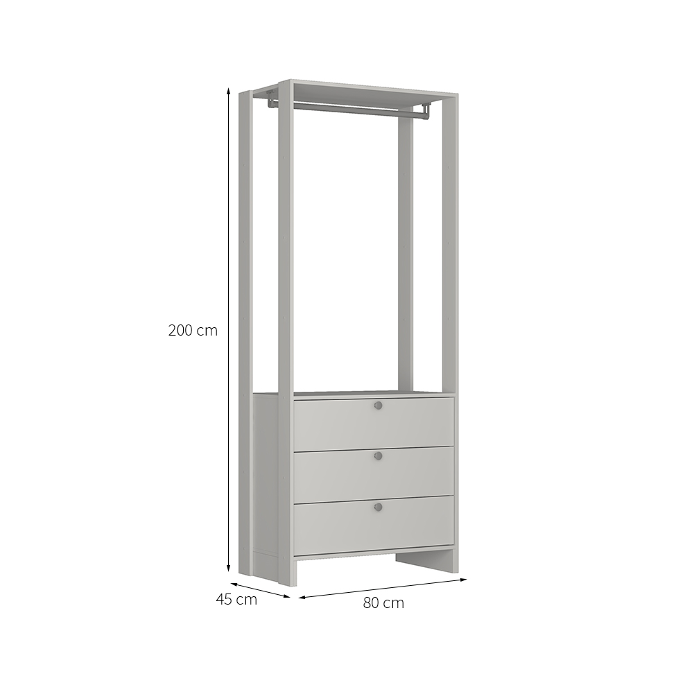 Guarda-Roupa Closet Modulado Yes 3 Gavetas Branco