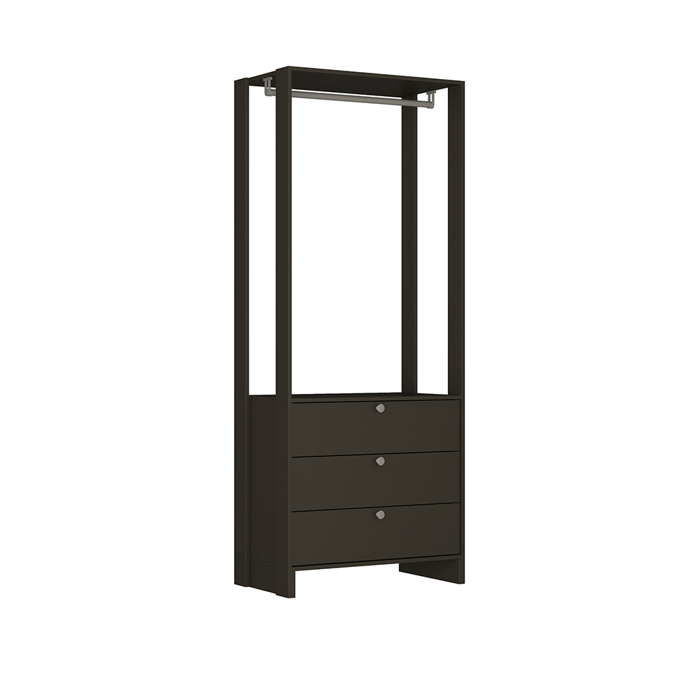 Guarda-Roupa Closet Modulado Yes 3 Gavetas Grafite