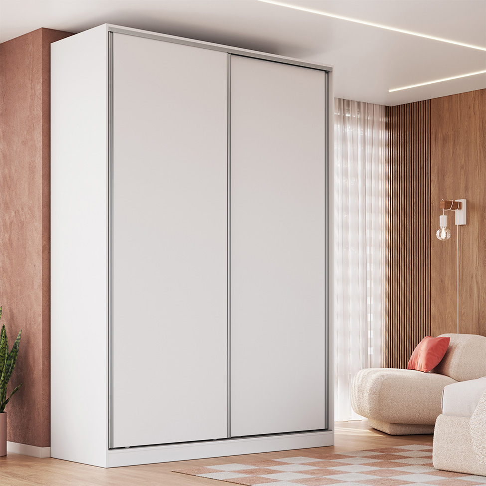 Guarda-Roupa Solteiro Tunas I 2 Portas 3 Gavetas Branco