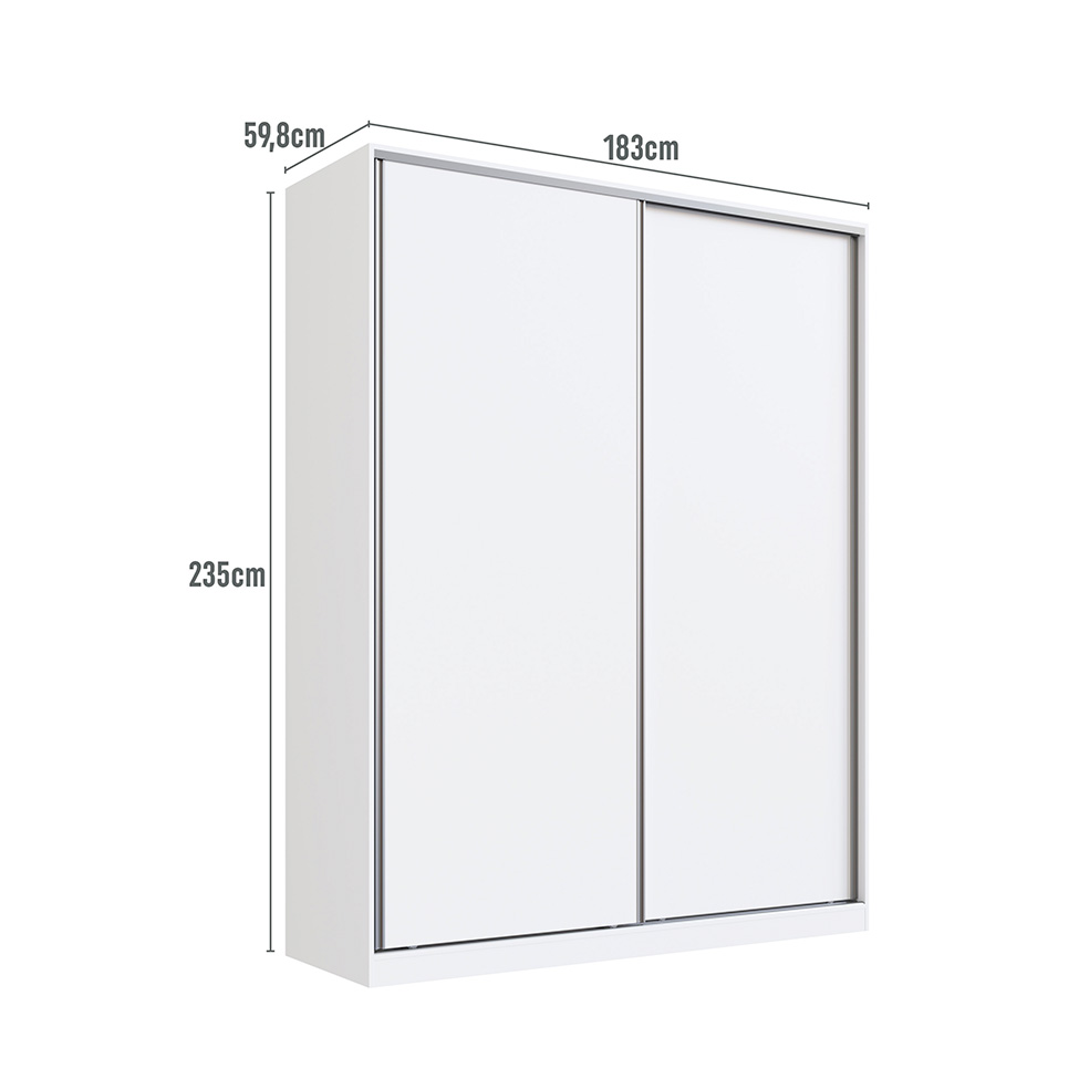 Guarda-Roupa Solteiro Tunas II 2 Portas 3 Gavetas Branco