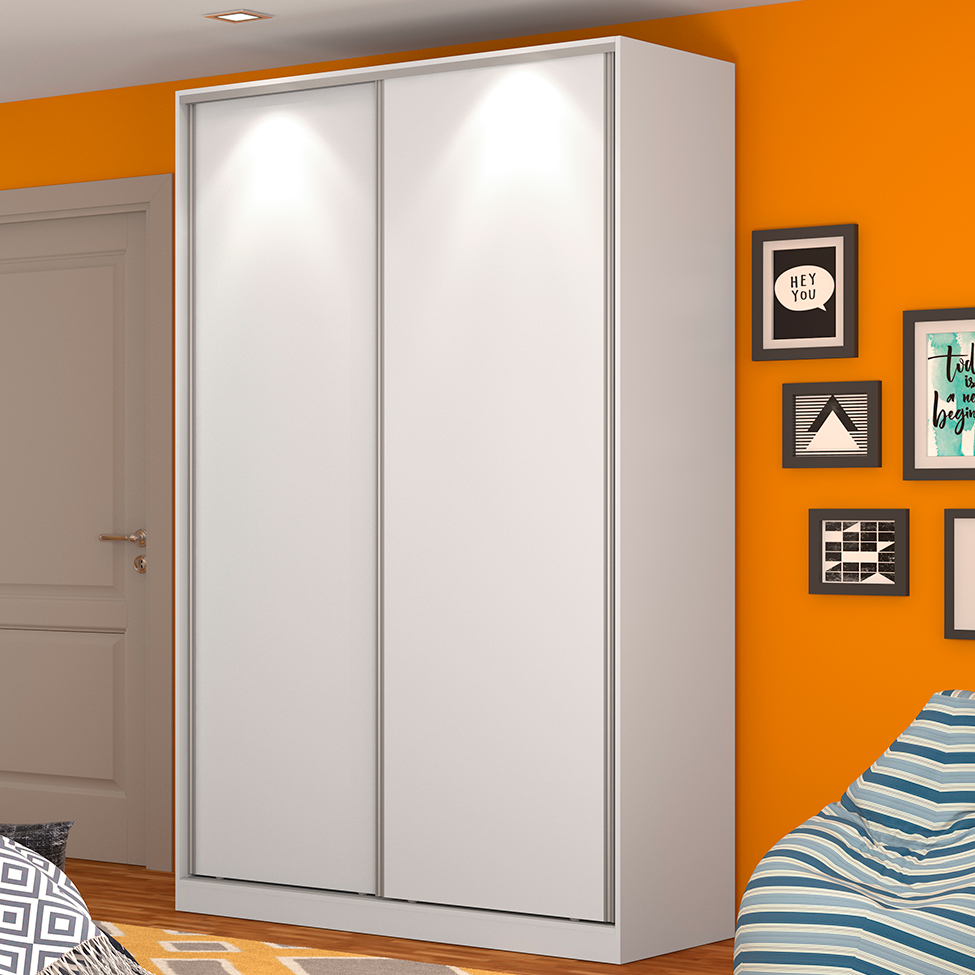 Guarda-Roupa Solteiro Tunas III 2 Portas 3 Gavetas Branco