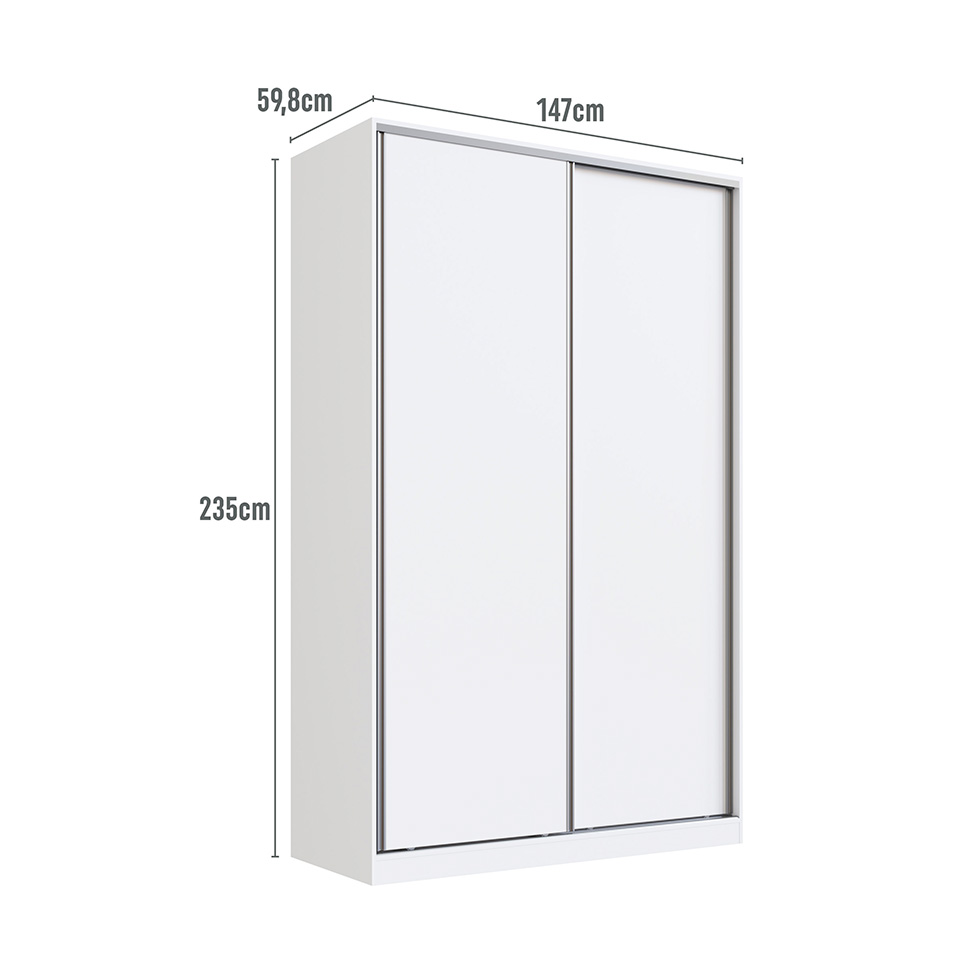Guarda-Roupa Solteiro Tunas III 2 Portas 3 Gavetas Branco