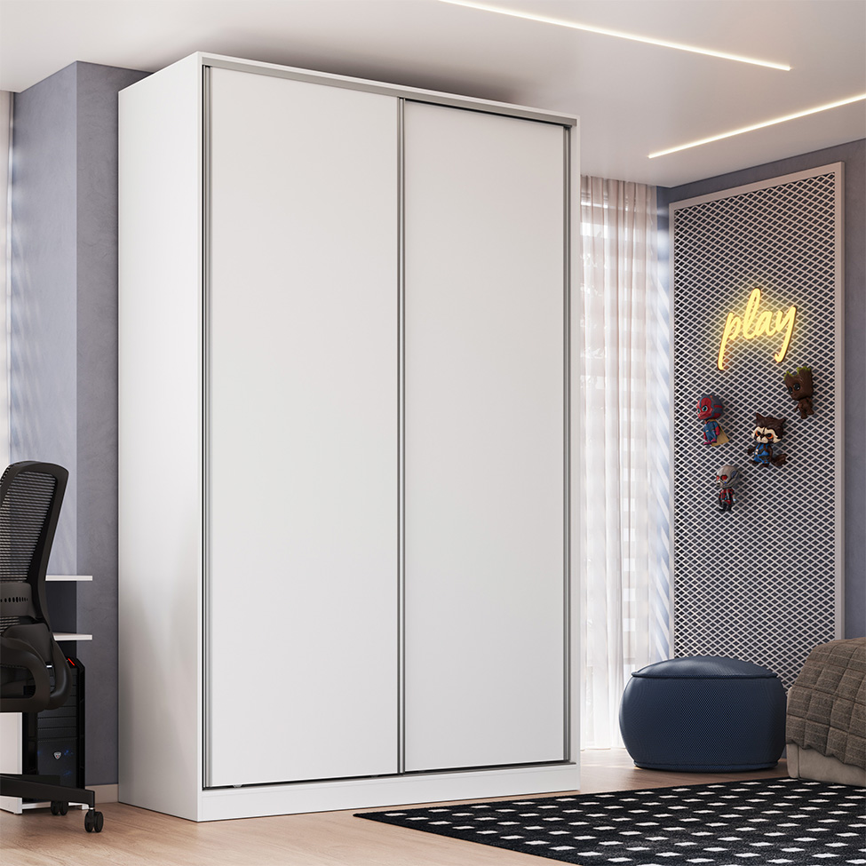 Guarda-Roupa Solteiro Tunas III 2 Portas 3 Gavetas Branco