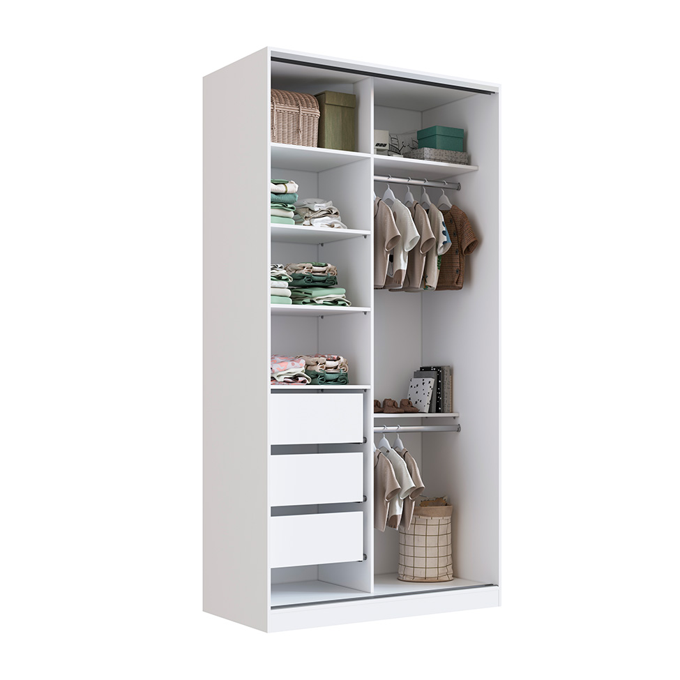 Guarda-Roupa Solteiro Tunas IV 2 Portas 3 Gavetas Branco