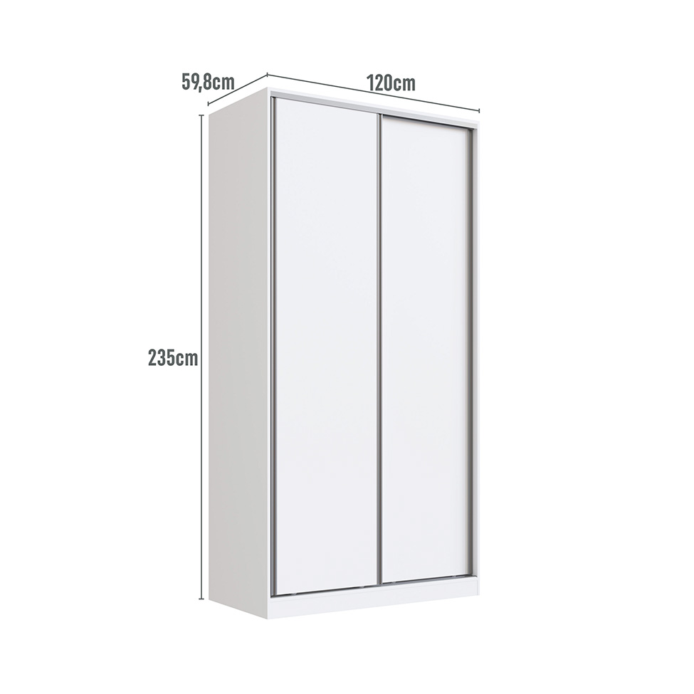 Guarda-Roupa Solteiro Tunas IV 2 Portas 3 Gavetas Branco