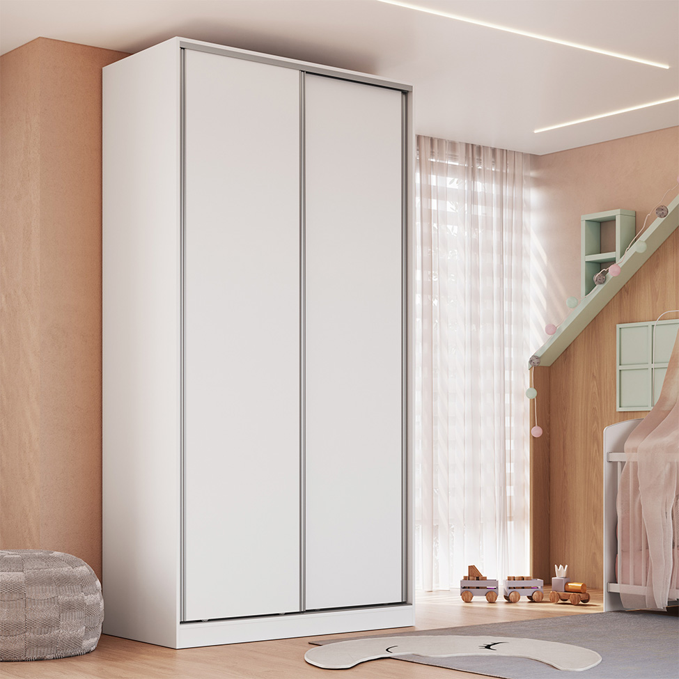 Guarda-Roupa Solteiro Tunas IV 2 Portas 3 Gavetas Branco