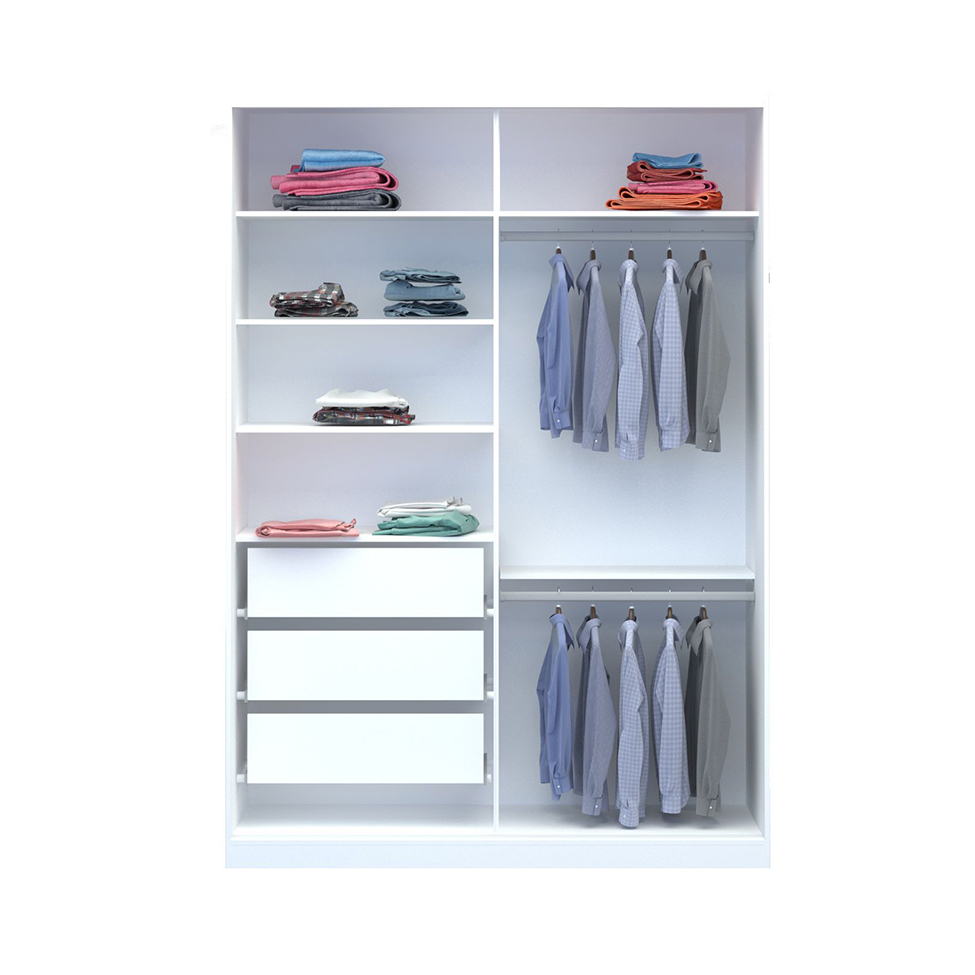 Guarda-Roupa Solteiro Tunas IV 2 Portas 3 Gavetas Branco