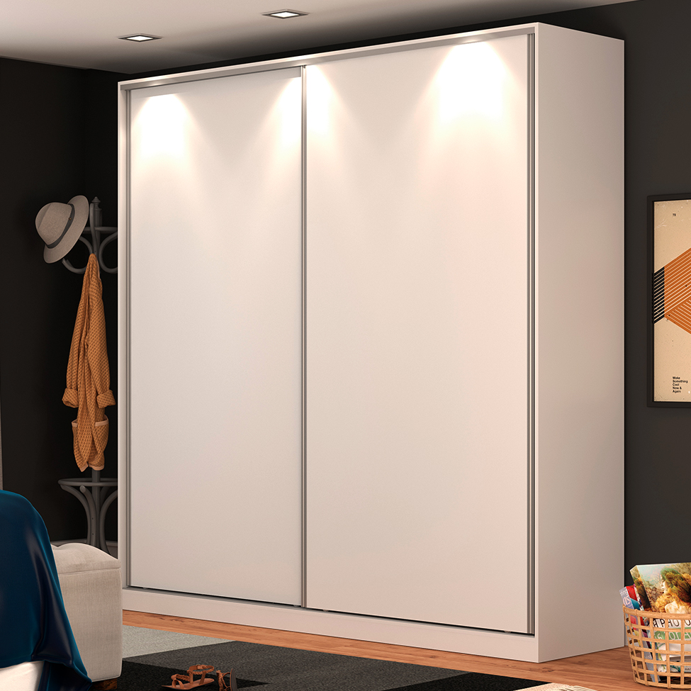 Guarda-Roupa Solteiro Tunas V 2 Portas 3 Gavetas Branco