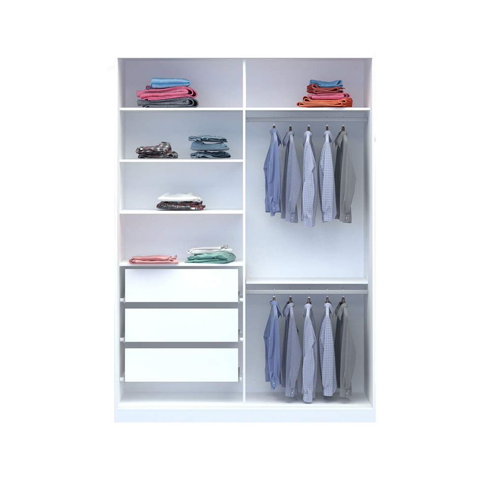 Guarda-Roupa Solteiro Tunas V 2 Portas 3 Gavetas Branco