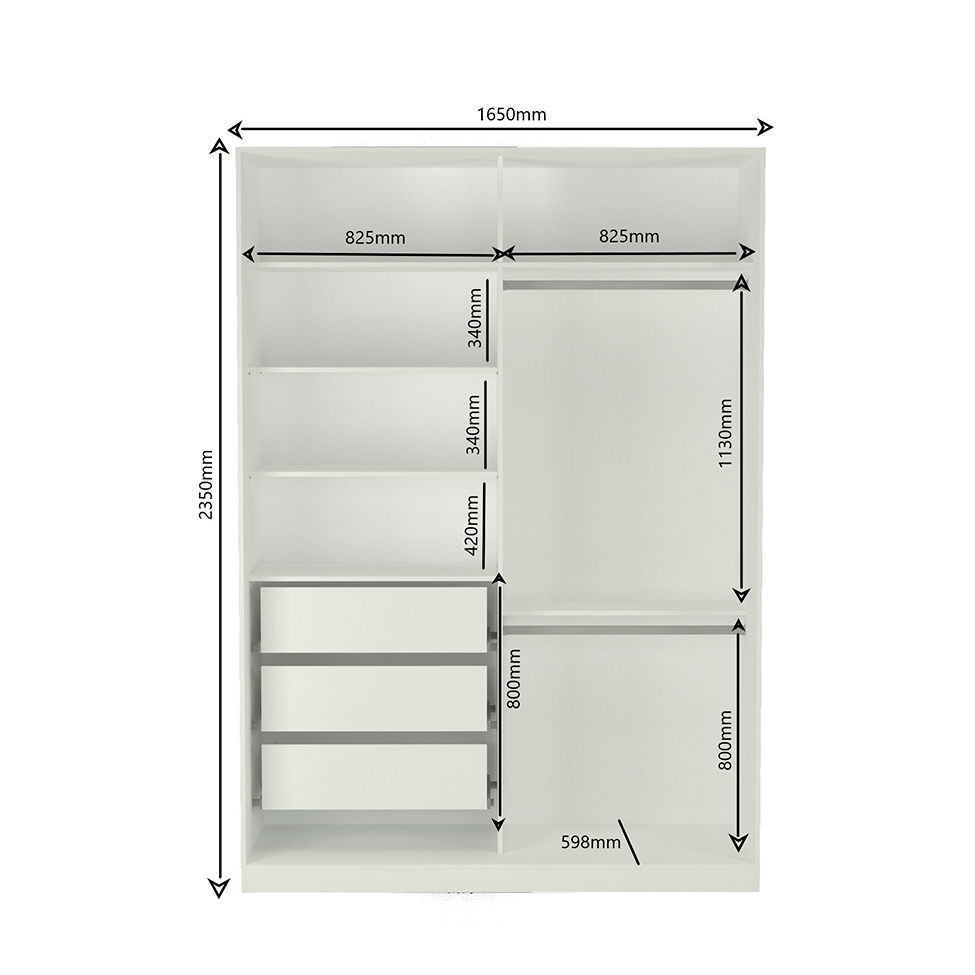 Guarda-Roupa Solteiro com Espelho Tunas I 2 Portas 3 Gavetas Branco