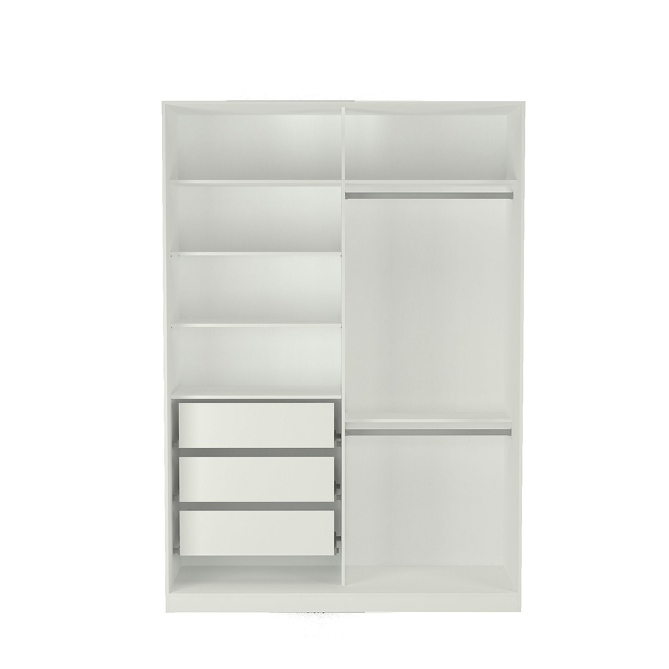 Guarda-Roupa Solteiro com Espelho Tunas I 2 Portas 3 Gavetas Branco