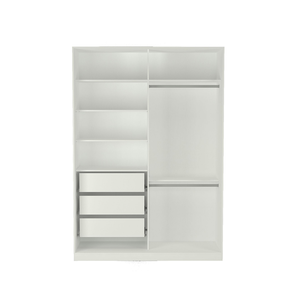 Guarda-Roupa Solteiro com Espelho Tunas II 2 Portas 3 Gavetas Branco e Noce