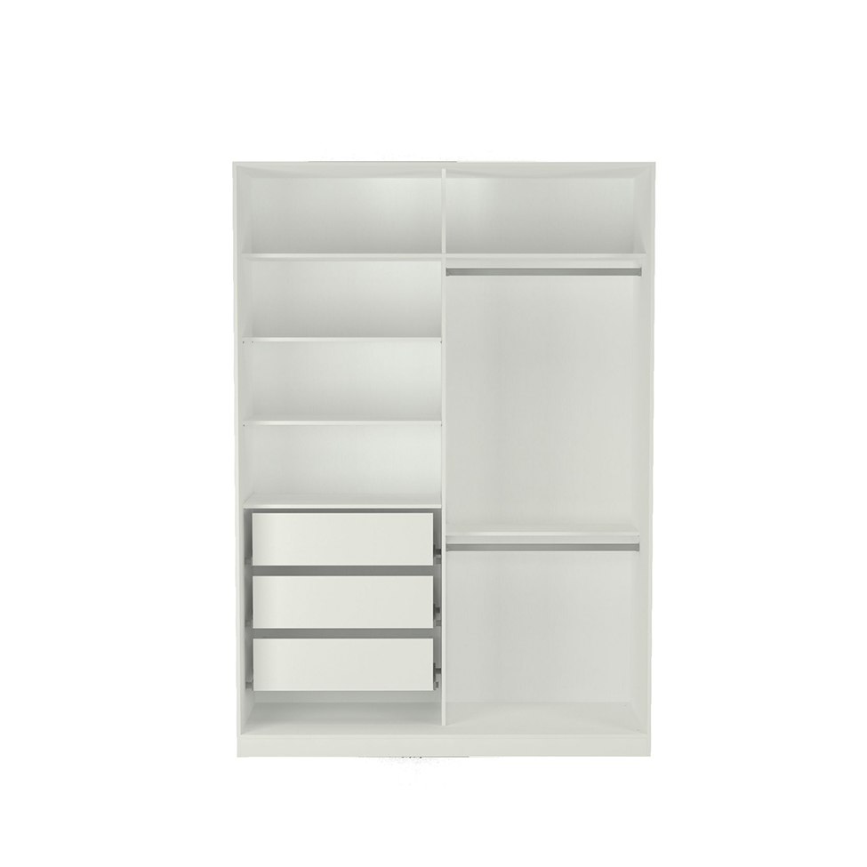 Guarda-Roupa Solteiro com Espelho Tunas III 2 Portas 3 Gavetas Branco