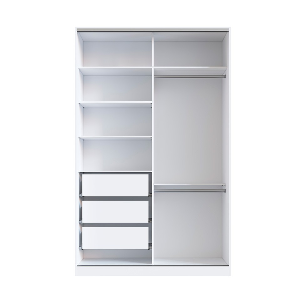 Guarda-Roupa Solteiro com Espelho Tunas V 2 Portas 3 Gavetas Branco