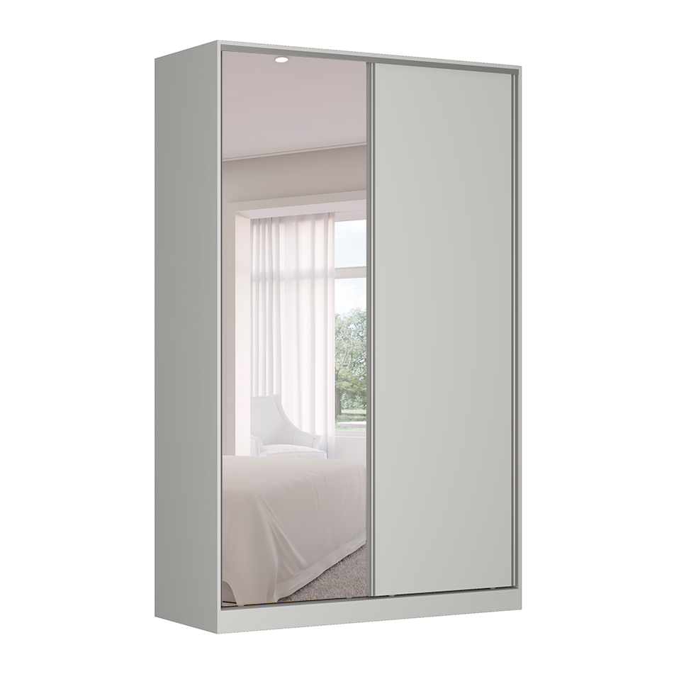 Guarda-Roupa Solteiro com Espelho Tunas V 2 Portas 3 Gavetas Branco