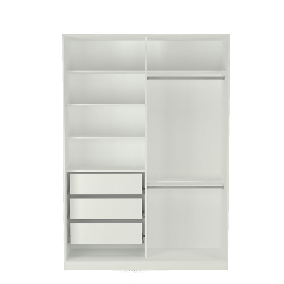 Guarda-Roupa Solteiro com Espelho Tunas V 2 Portas 3 Gavetas Branco
