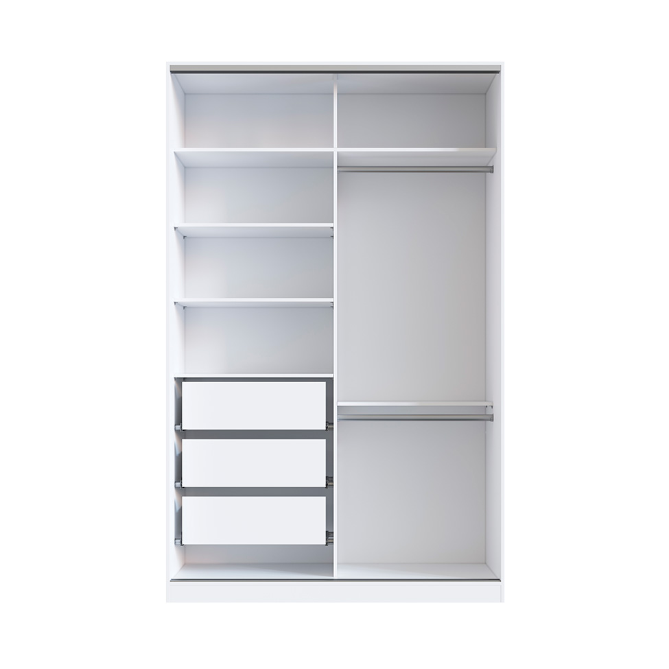 Guarda-Roupa Solteiro com Espelho Tunas VI 2 Portas 3 Gavetas Branco