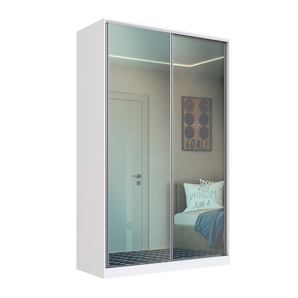 Guarda-Roupa Solteiro com Espelho Tunas VI 2 Portas 3 Gavetas Branco