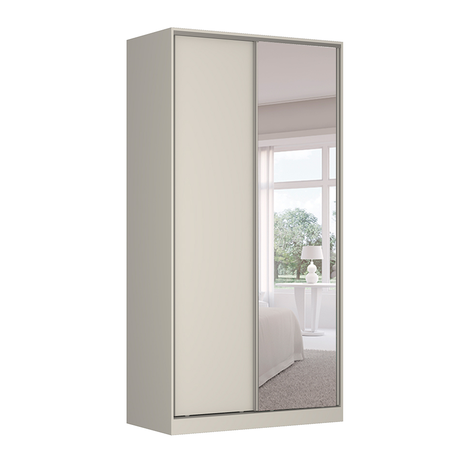 Guarda-Roupa Solteiro com Espelho Tunas VII 2 Portas 3 Gavetas Branco
