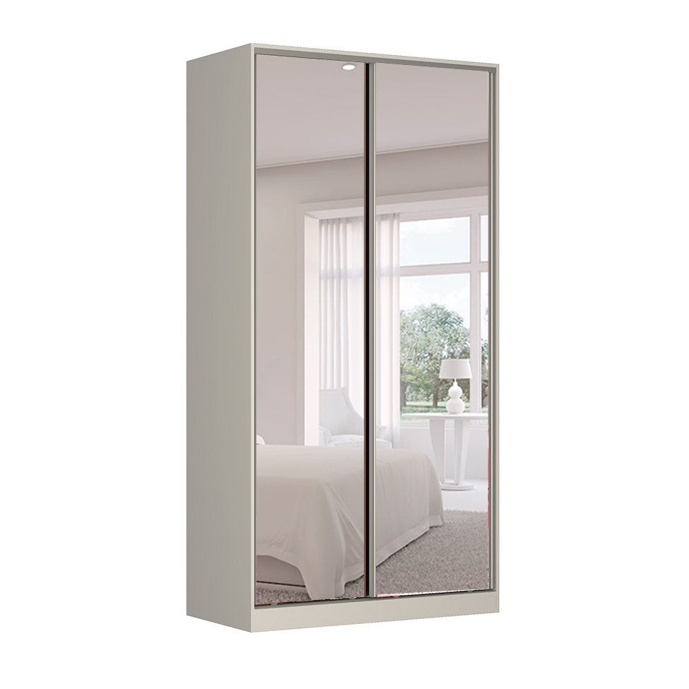 Guarda-Roupa Solteiro com Espelho Tunas VIII 2 Portas 3 Gavetas Branco