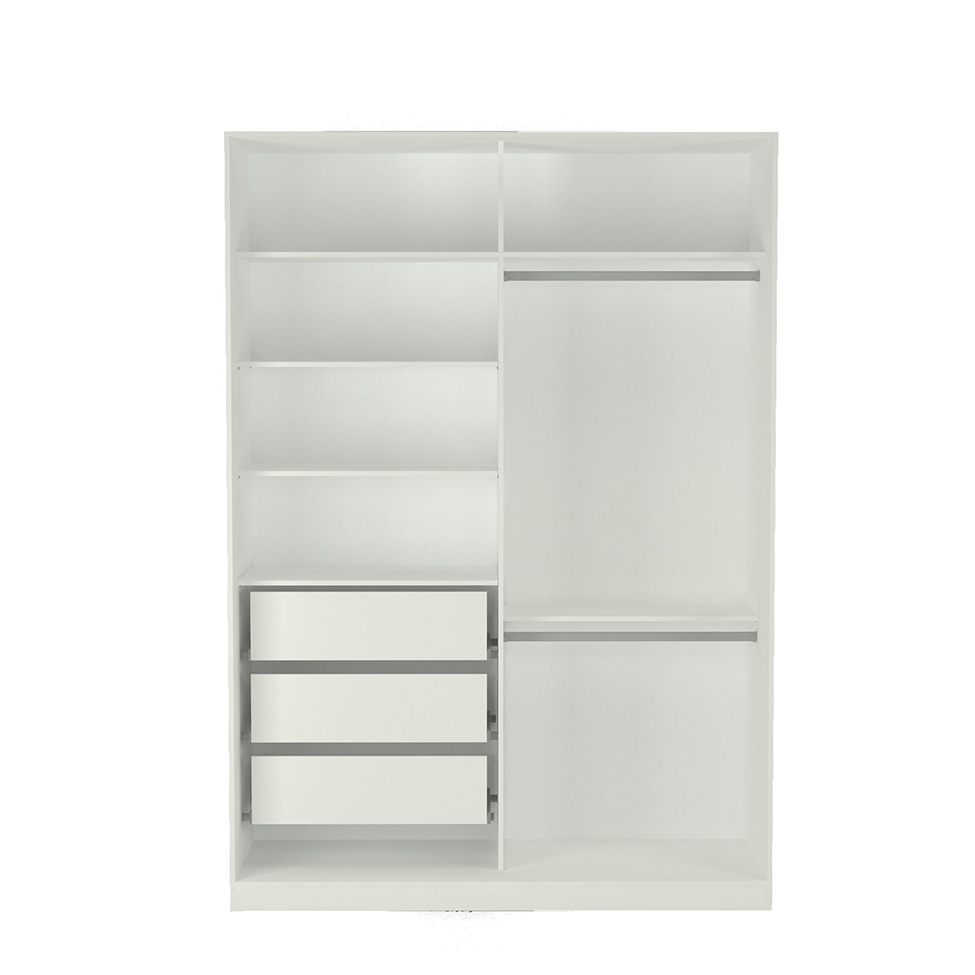 Guarda-Roupa Solteiro com Espelho Tunas VIII 2 Portas 3 Gavetas Branco