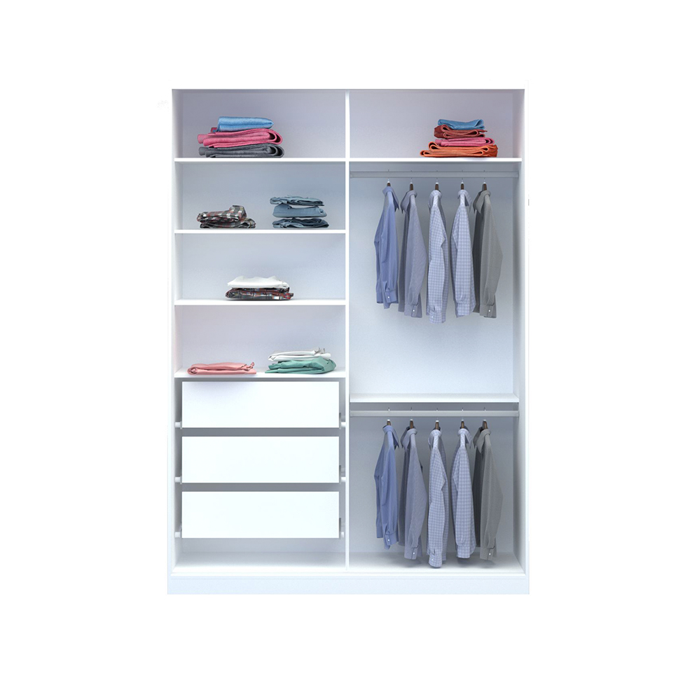 Guarda-Roupa Solteiro com Espelho Tunas VIII 2 Portas 3 Gavetas Branco