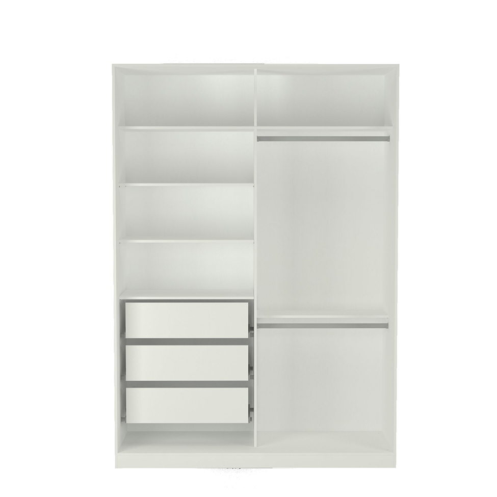 Guarda-Roupa Solteiro com Espelho Tunas X 2 Portas 3 Gavetas Branco