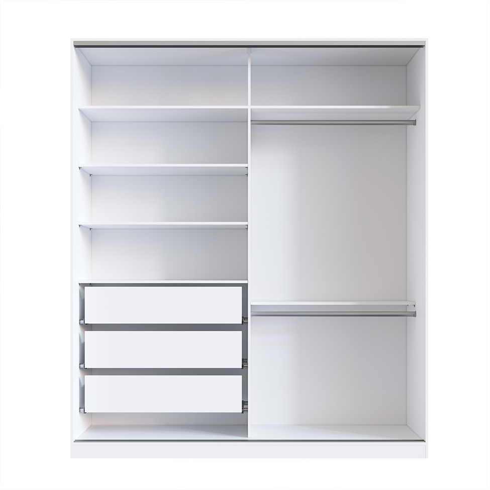 Guarda-Roupa Solteiro com Espelho Tunas X 2 Portas 3 Gavetas Branco