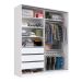 Guarda-Roupa Solteiro com Espelho Tunas X 2 Portas 3 Gavetas Branco