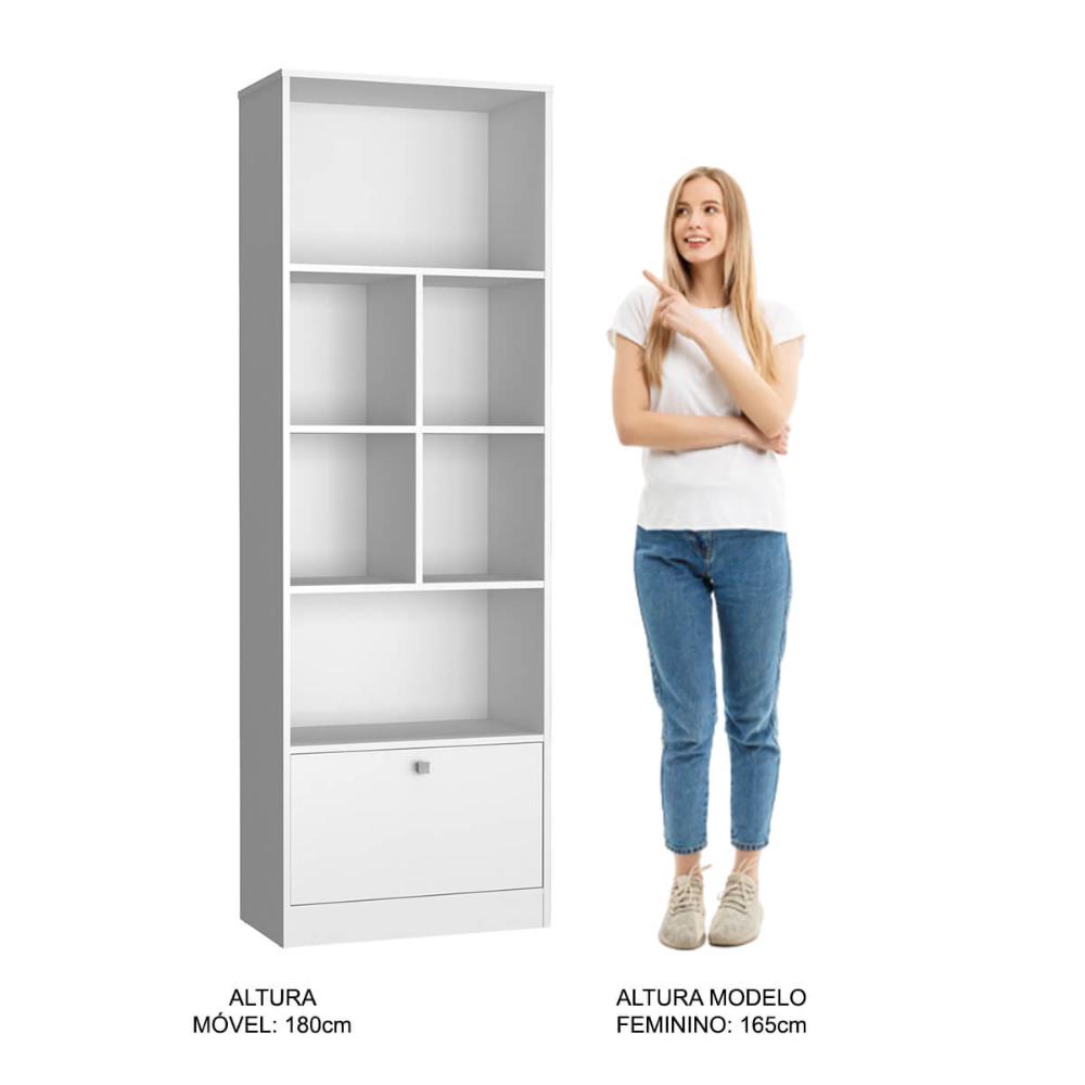 Livreiro Bali com 1 Porta Basculante Nova Mobile Branco Estante para Livros