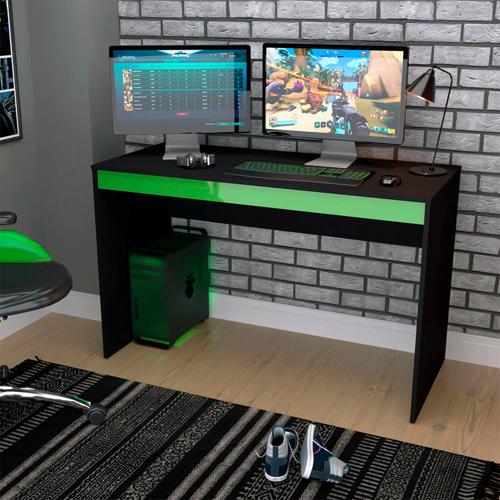 Mesa Gamer Hype Preta e Verde