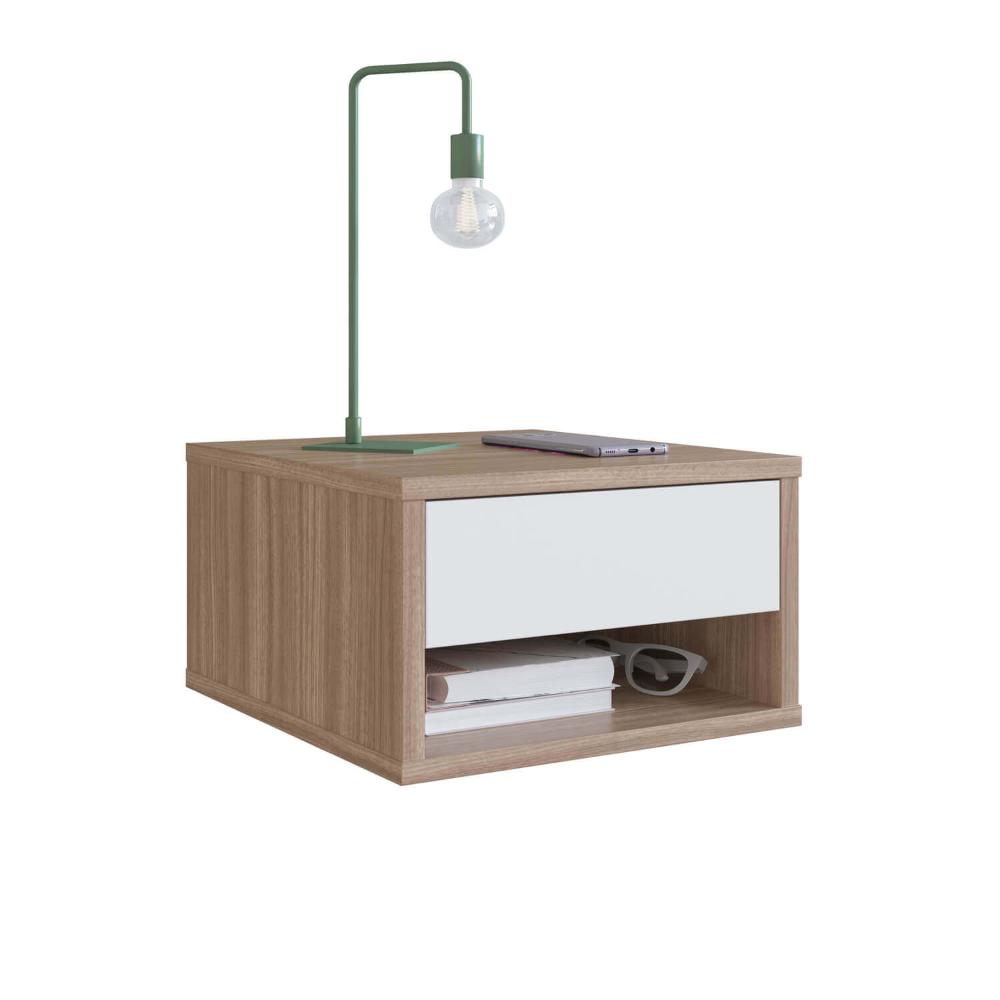 Mesa de Cabeceira Suspensa com 1 Gaveta Slim Nova Móbile Montana Branco