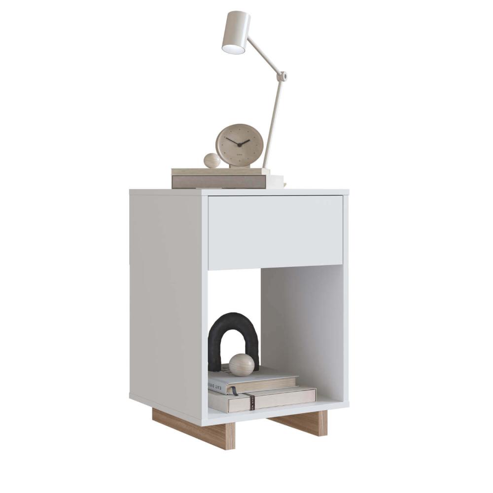 Mesa de cabeceira e lateral com 1 gaveta Nomad Nova Móbile Branco Montana