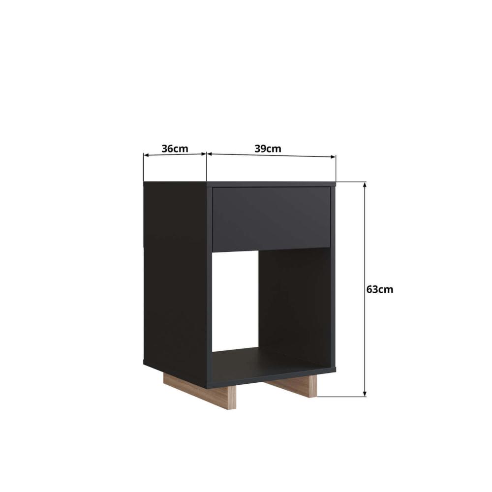 Mesa de cabeceira e lateral com 1 gaveta Nomad Nova Móbile Grafite Montana
