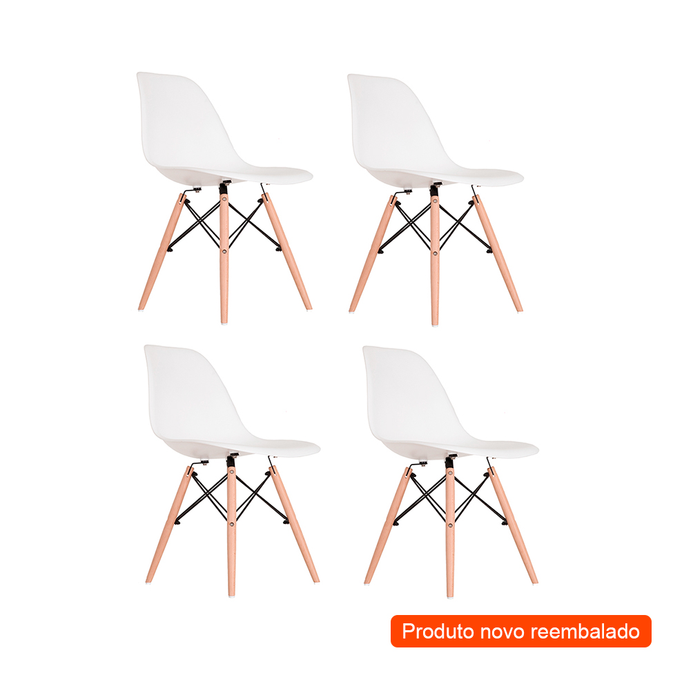 [OUTLET] Conjunto com 4 Cadeiras Charles Eames Branco