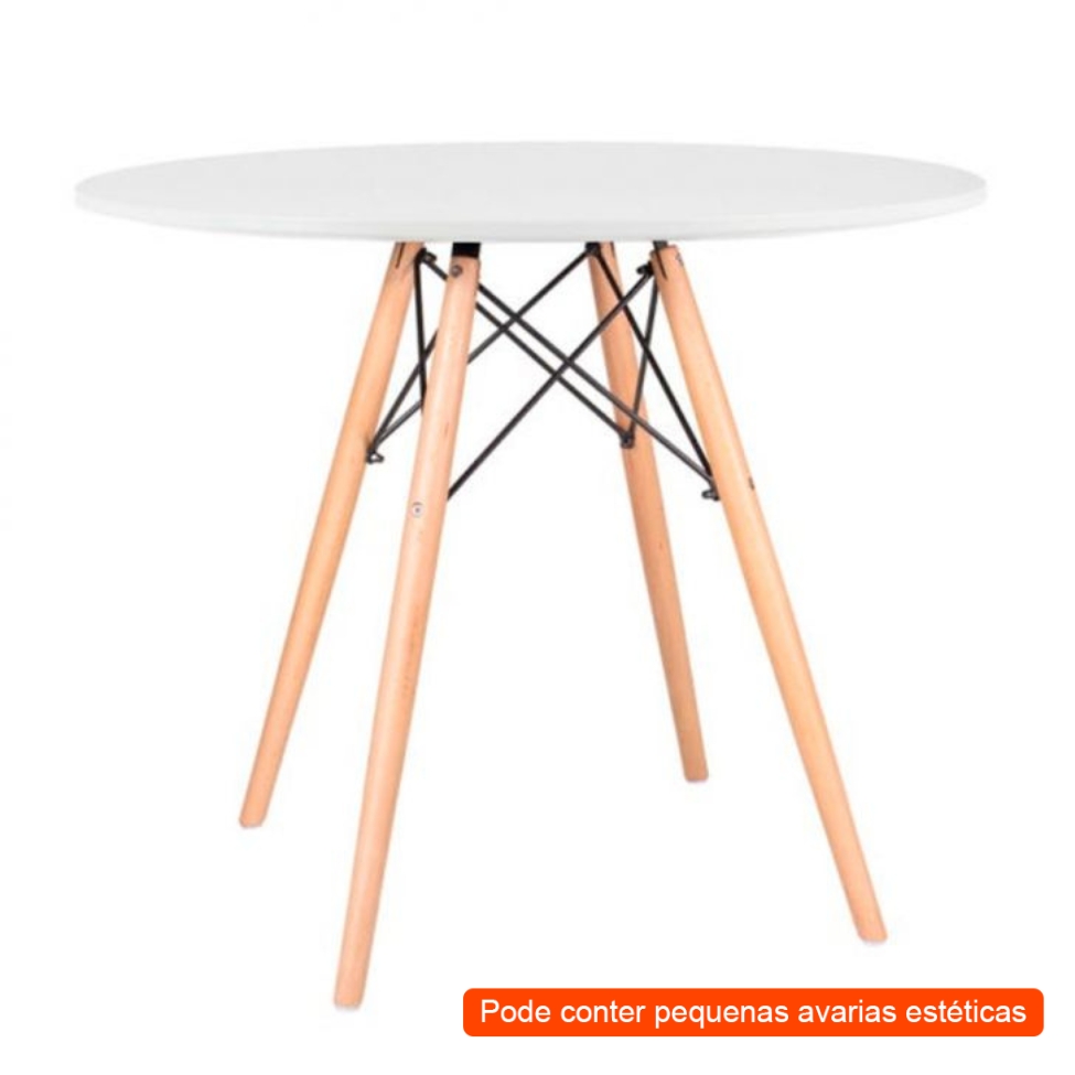 [OUTLET] Mesa de Cozinha Redonda Well Branca 90 cm