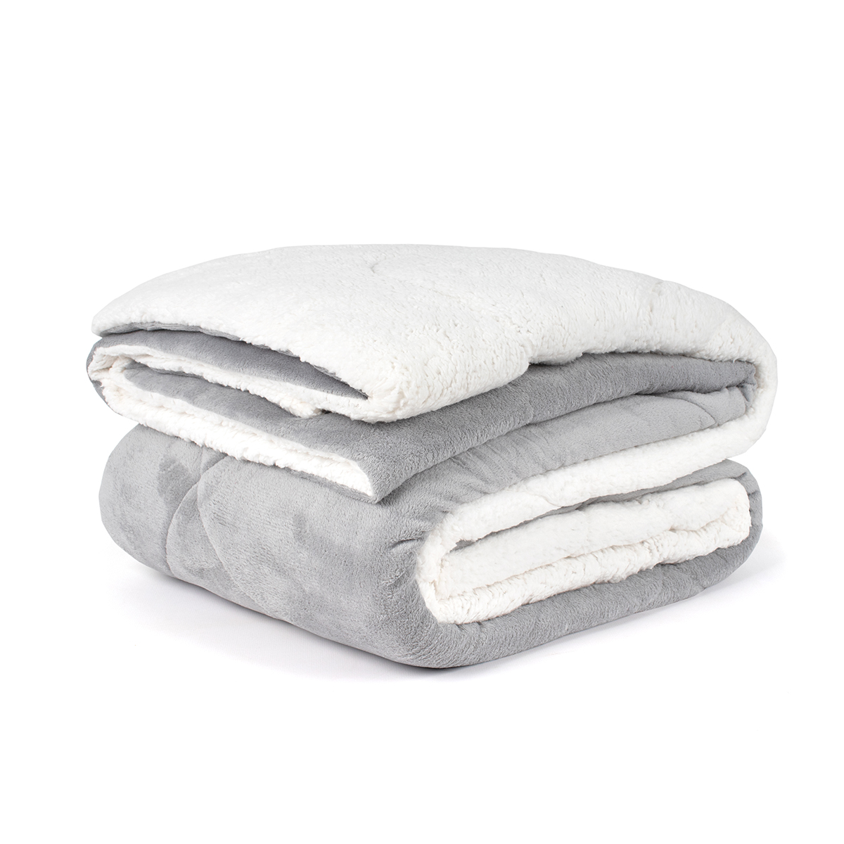 Coberdrom Cinza Cobertor Queen Size Soft e Sherpa Dupla Face