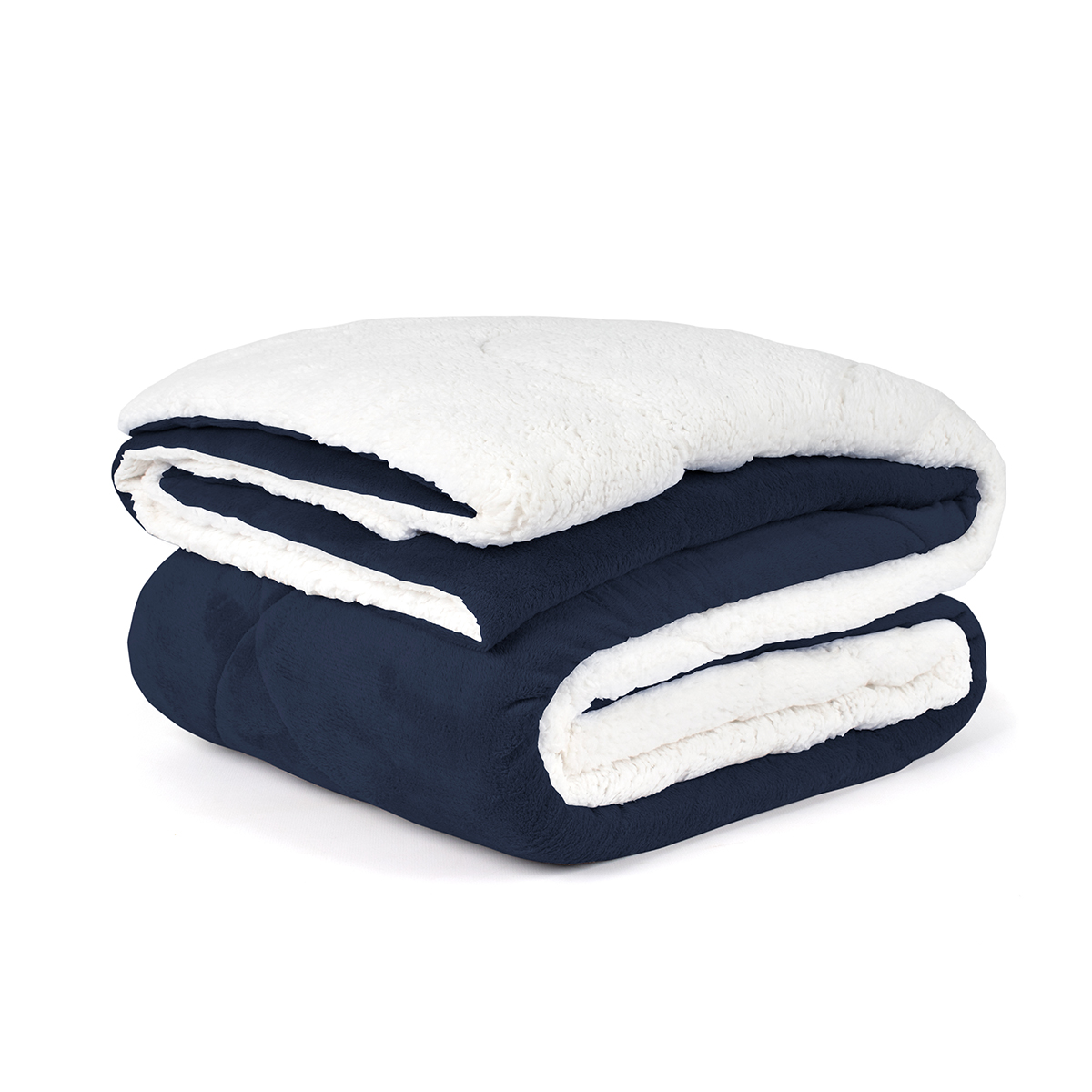 Coberdrom Cobertor Casal Queen Azul Marinho Dupla Face Sherpa