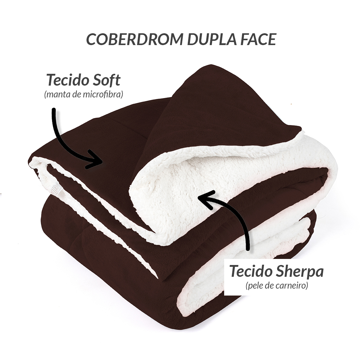Coberdrom Tabaco Cobertor Queen Dupla Face + Jogo de Cama 400 Fios Queen Size - 5 Peças