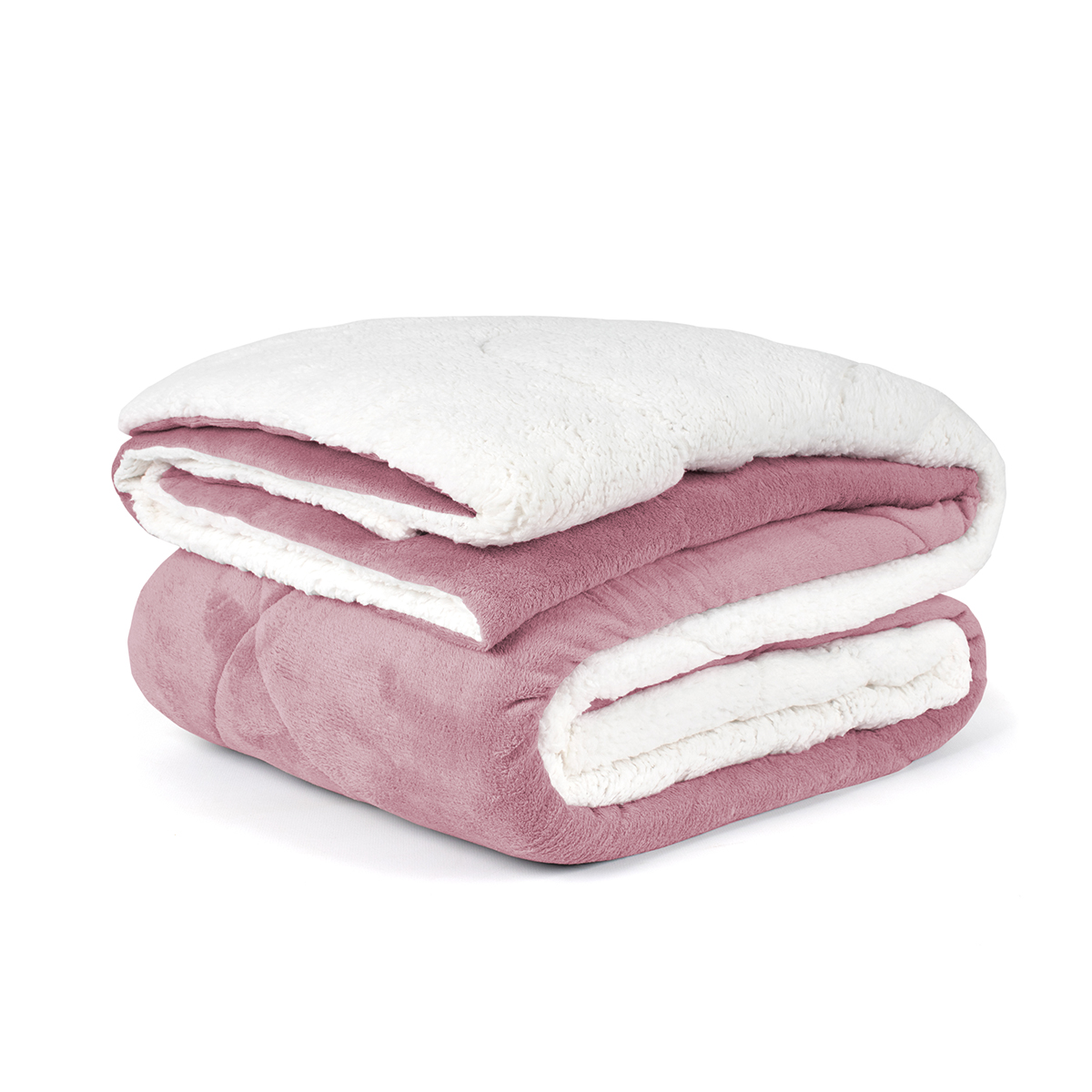 Cobertor Coberdrom Queen Rosê Dupla Face + Jogo de Cama 400 Fios Queen Size - 5 Peças